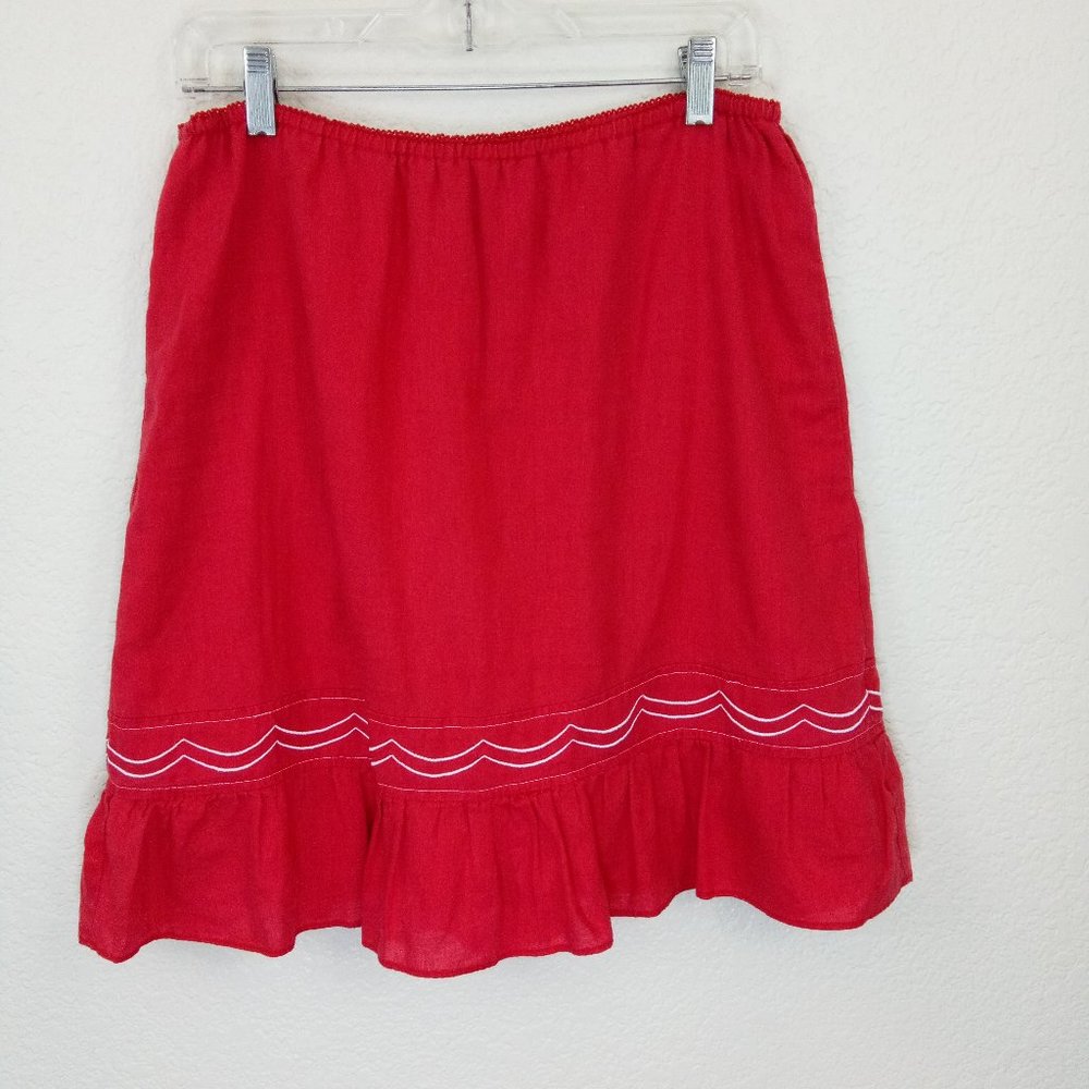 Anthro Fei 100% Linen Scallop Ruffle Hem Skirt M